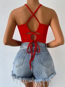 Chiquease Top halter de espalda con tira cruzada