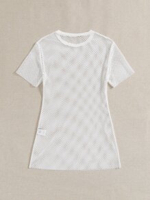 SHEIN VCAY Sheer Mesh Cover Up Dress Summer - White - View 2