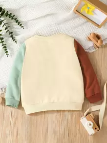 SHEIN Sudadera con bloque de color y bordado de letras para niño, elegante para otoño/invierno - Multicolor - Ver 2