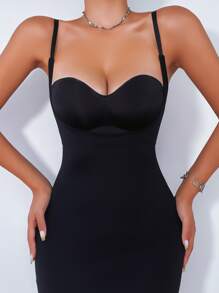 Solid Underbust Shapewear Slip - Black - View 4