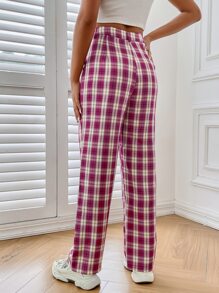 High Waist Tartan Trousers - Multicolor - View 2