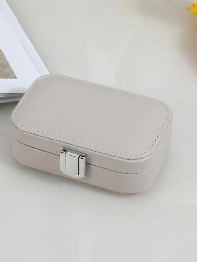 1 件缝线细节珠宝收纳盒，简约纯色便携式珠宝收纳盒，适合返校礼物