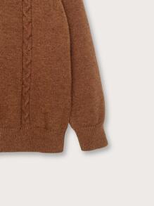 Niños Jersey tejido de cable de manga raglán - Marrón - Ver 3