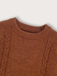 Niños Jersey tejido de cable de manga raglán - Marrón - Ver 4