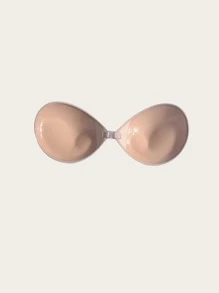 Women's Fabric Sticky Bra Breast Lift Pads Casual Comfy Apricot Non-Stretch Plain Curve Push Up Bra - Apricot - View 2