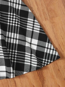 SHEIN Bộ hai mảnh Gái Lá thư Sọc ca rô Sẵn sàng - Đen và trắng - Xem 3