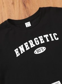 SHEIN Bộ hai mảnh Gái Lá thư Sọc ca rô Sẵn sàng - Đen và trắng - Xem 4