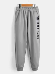 SHEIN Tween男孩籃球及標語圖形連帽衫和運動長褲