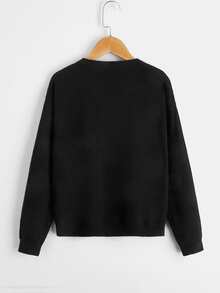 SHEIN Boys Elk Pattern Drop Shoulder Cardigan - Black - View 2