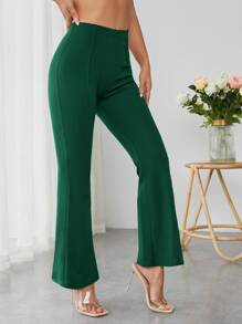 SHEIN PETITE Quần nữ màu trơn Giải trí - Màu xanh lá cây đậm - Xem 5