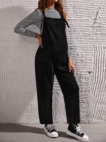 SHEIN Maternity Patched Pocket Overalls Without Tee