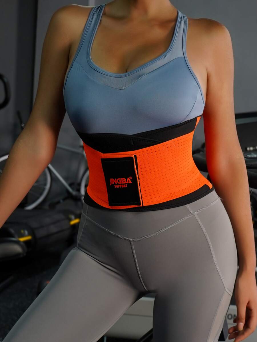 JINGBA SUPPORT Synthetic Rubber Workout Abdominal Belt Shapewear Waist Trainer Corset - Orange - View 1