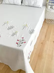 花卉刺繡床單 - 白色 - 查看 6