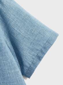 Manfinity VCAY Loose Fit Men's Notched Neck Button Detail Shirt - Blue - View 3