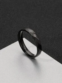 Thời Trang Và Phổ Biến 1 Chiếc Nhẫn Nam Tối Giản, Trang Sức Bằng Thép Không Gỉ Goth Punk Trang Sức Cho Món Quà Trang Sức Và Cho Một Vẻ Ngoài Phong Cách - màu đen - Xem 1