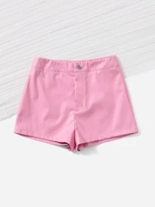 SHEIN Clasi Pu皮革修身粉紅色短褲