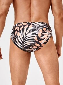 Manfinity Men Tropical Print Swim Brief - Black - View 2