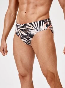 Manfinity Men Tropical Print Swim Brief - Black - View 4