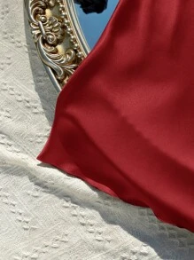 大碼前垂褶後背十字交叉緞面吊帶睡裙和包