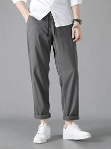 Manfinity 男士字母補丁細節腰部抽繩長褲 - 灰色 - 查看 6