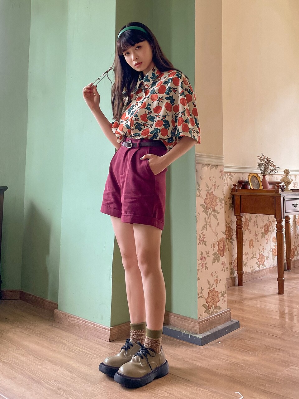 Floral Print Button Front Shirt