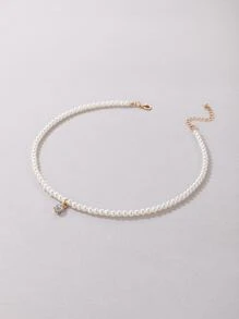 imoli Pha lê Giọt nước Đồ treo Ngọc trai giả Đính cườm Dây chuyền - trắng - Xem 6