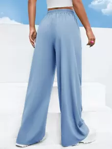 SHEIN EZwear 高腰素色闊腿褲