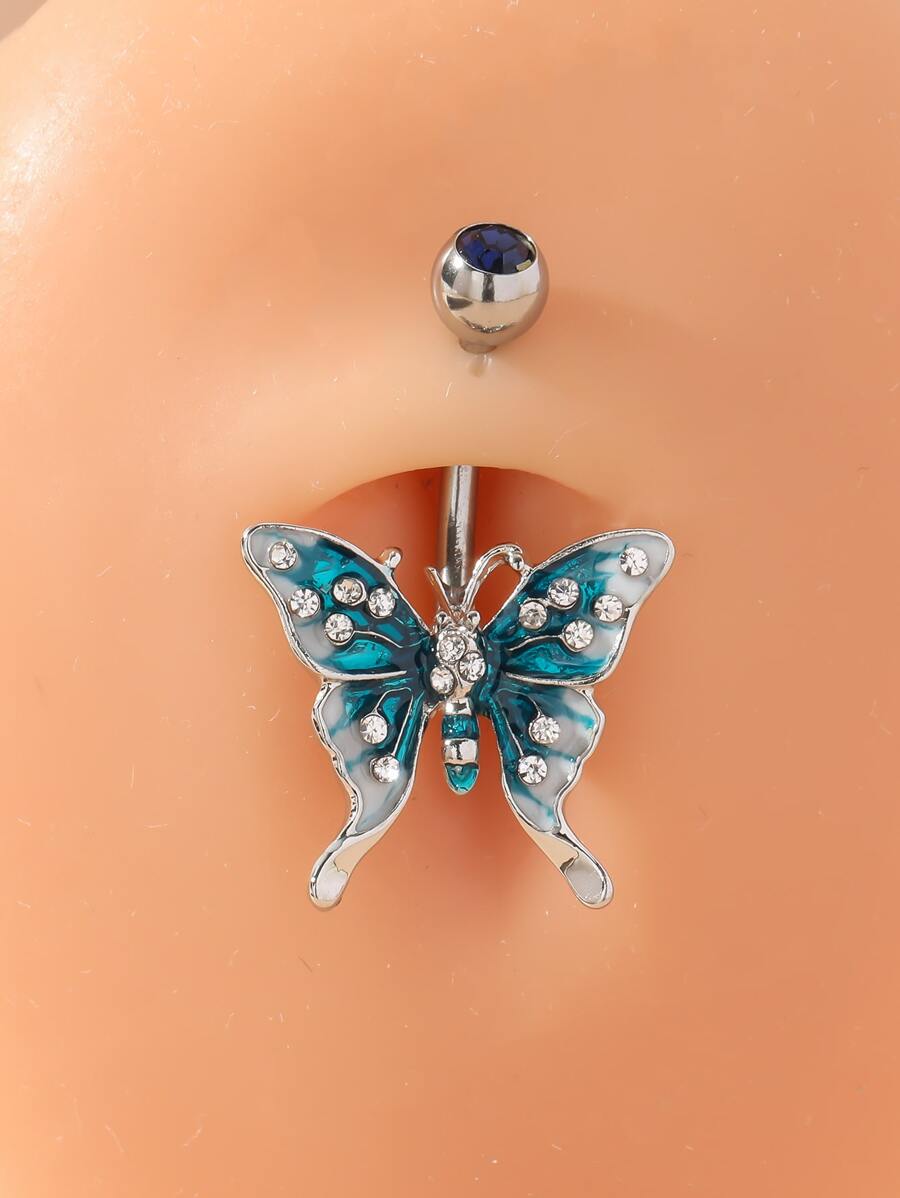 Nam Nữ Kim Cương Giả Bướm Trang Trí Rốn Bụng Vòng Giả Xuyên Không Gây Dị Ứng Dành Cho Nữ Không Cần Xuyên Cơ Thể Món Quà Trang Sức - Nhiều màu - Xem 1