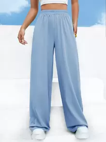 SHEIN EZwear 高腰素色闊腿褲