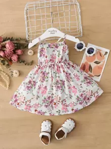 SHEIN Baby Floral Print Cami Dress - White - View 1