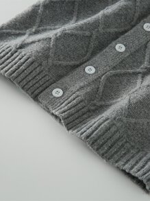 Boys Argyle Knit Button Front Cardigan - Grey - View 4