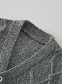 Boys Argyle Knit Button Front Cardigan - Grey - View 5