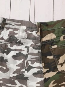 SHEIN Teen Girls Camo Print Denim Shorts - Multicolor - View 3