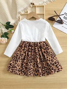 SHEIN Toddler Girls Leopard Print Dress - Multicolor - View 2
