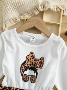 SHEIN Toddler Girls Leopard Print Dress - Multicolor - View 3