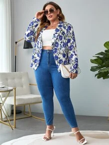 SHEIN LUNE Áo vest Plus size Hoa Tất cả trên in Giải trí - Nhiều màu - Xem 4