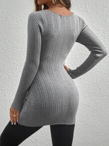 SHEIN Maternity Surplice Neck Knot Front Jumper - Grey - View 2