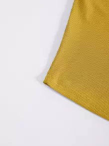INAWLY Solid Cut Out Shoulder Ribbed Knit Tank Top For Summer - Yellow - View 3