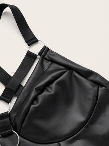 ROMWE Grunge Punk Bralette en PU croisé à lien anneau