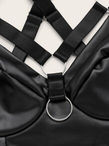 ROMWE Grunge Punk Bralette en PU croisé à lien anneau