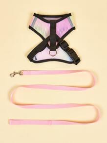 1pc Ombre Breathable Pet Harness & 1pc Leash - Multicolor - View 4