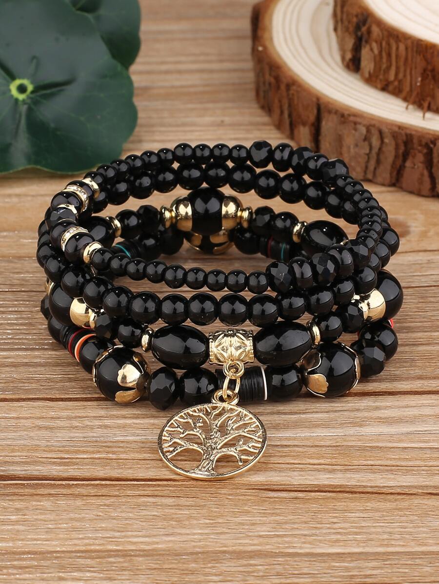 4 cái Chi tiết cây Vòng đeo tay quyến rũ - màu đen - Xem 1