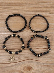 4 cái Chi tiết cây Vòng đeo tay quyến rũ - màu đen - Xem 2