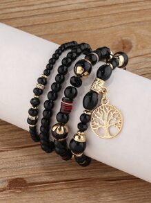 4 cái Chi tiết cây Vòng đeo tay quyến rũ - màu đen - Xem 4