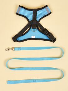 1入組透氣寵物背帶&1条皮带 - 藍色 - 查看 3