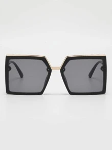 1 副几何框架时尚黑色眼镜旅行配件派对太阳镜沙滩配饰女士沙滩配饰眼镜太阳镜基础款秋冬女士服装商务休闲夏季海滩度假、户外、旅行礼品