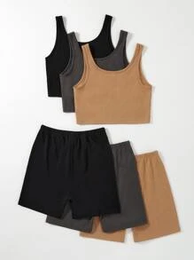 SHEIN Unity Bộ đồ hai mảnh nữ Khối Màu Giải trí - Nhiều màu - Xem 2