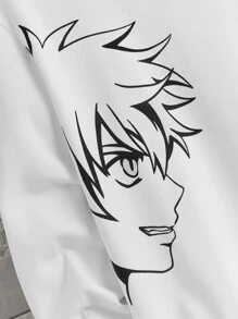 SHEIN Boys Japanese Letter & Figure Graphic Hoodie