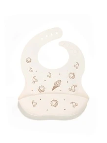 1pc Baby Food Print Bib - Beige - View 1