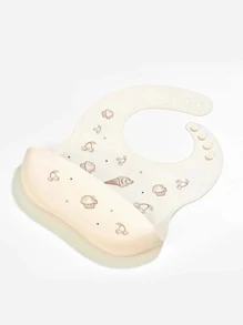1pc Baby Food Print Bib - Beige - View 2
